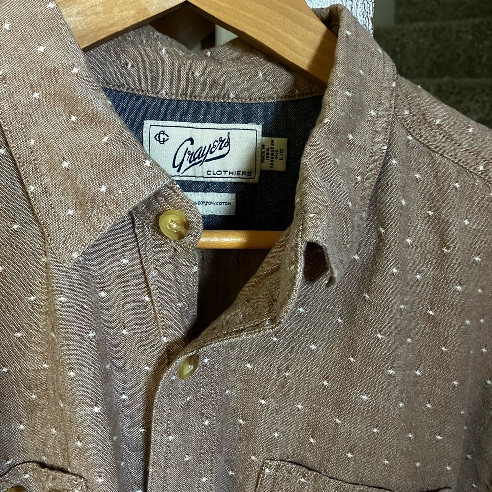 Grayers BrownCotton Shirt with Subtle Texture